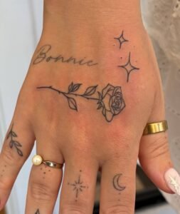 Family portret fine line – portfolio piece by 8 Millas Tattoo & Piercing Calas de Mallorca
